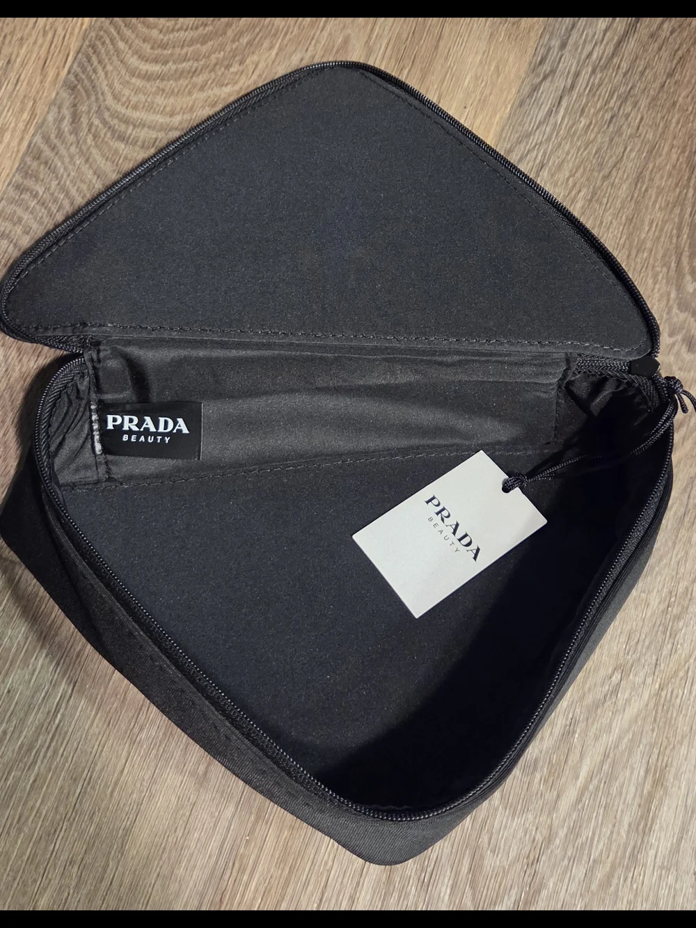 Prada Pink and Black Triangle Cosmetic Pouch